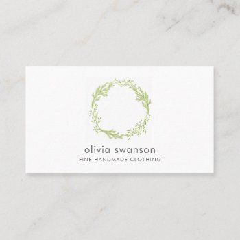 Green Foliage Wreath  Business Card by sm_business_cards at Zazzle