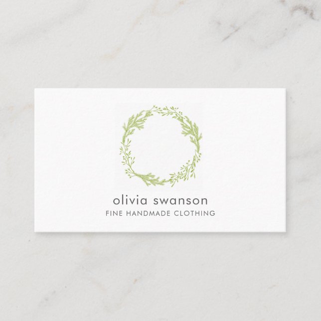 Green Foliage Wreath  Business Card (Front)