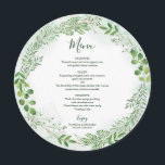 Green Foliage Wreath Greenery Wedding  Round Menu<br><div class="desc">Green Foliage Wreath Greenery Wedding Round Menu</div>
