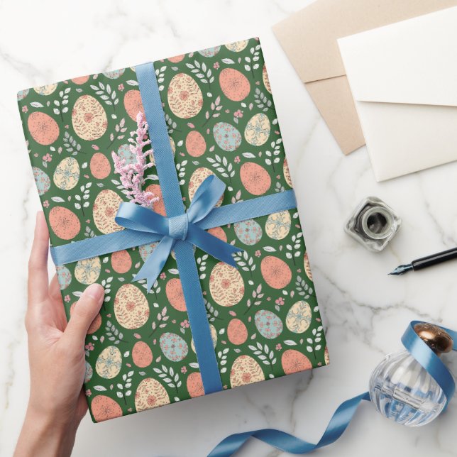 Green Folk Easter Wrapping Paper (Gifting)