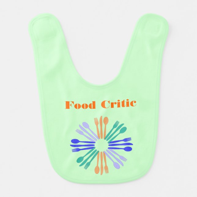 Green Food Critic Baby Bib (Front)