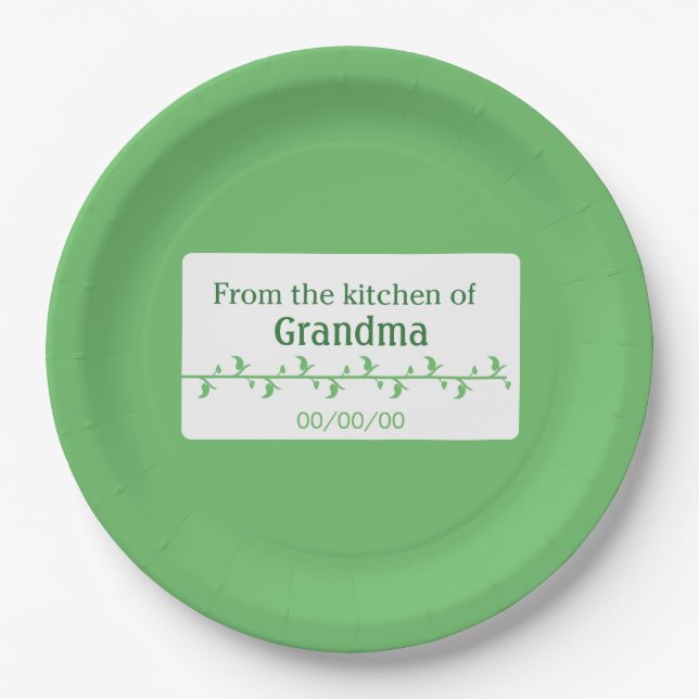 Green Food Label Paper Plates (Front)