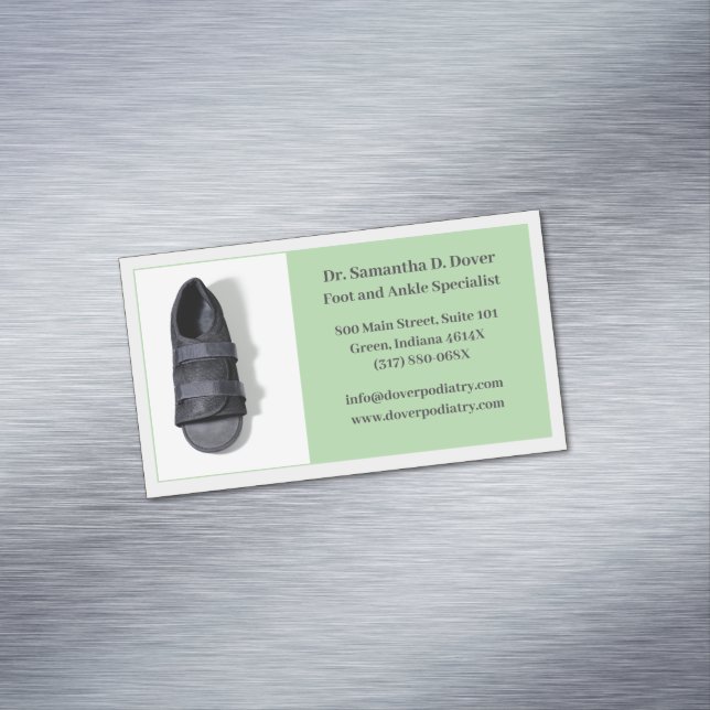 Green Foot Doctor Podiatry Podiatrist Medical Business Card Magnet (In Situ)