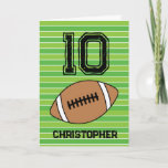 Green Football 10th Birthday Card<br><div class="desc">Personalized football 10th birthday card for son,  grandson,  nephew,  etc. The front features a place for you to personalize with his name. A great football birthday card for football players and football fans.</div>