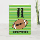 Green Football 11th Birthday Card<br><div class="desc">Personalized football 11th birthday card for son,  grandson,  nephew,  etc. The front features a place for you to personalize with his name. A great football birthday card for football players and football fans.</div>