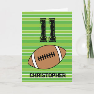 Green Football 11th Birthday Card
