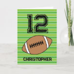 Green Football 12th Birthday Card<br><div class="desc">Personalized football 12th birthday card for grandson,  son,  godson,  etc. The front features a place for you to personalize with his name. A great football birthday card for football players and football fans.</div>