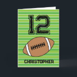 Green Football 12th Birthday Card<br><div class="desc">Personalized football 12th birthday card for grandson,  son,  godson,  etc. The front features a place for you to personalize with his name. A great football birthday card for football players and football fans.</div>
