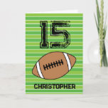 Green Football 15th Birthday Card<br><div class="desc">Personalized football 15th birthday card for son,  grandson,  godson,  etc. The front features a place for you to personalize with his name. A great football birthday card for football players and football fans.</div>