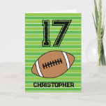 Green Football 17th Birthday Card<br><div class="desc">Personalized football 17th birthday card for son,  grandson,  godson,  etc. The front features a place for you to personalize with his name. A great football birthday card for football players and football fans.</div>