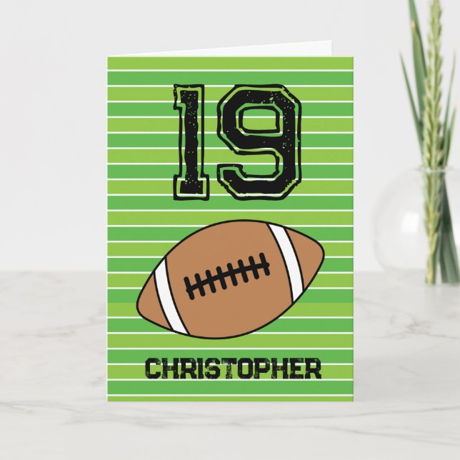 Green Football 19th Birthday Card (Front)