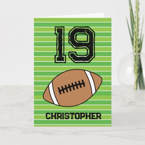 Green Football 19th Birthday Card