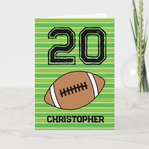 Green Football 20th Birthday Card