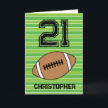Green Football 21st Birthday Card<br><div class="desc">Personalized football 21st birthday card for son,  grandson,  nephew,  etc. The front features a place for you to personalize with his name. A great football birthday card for football players and football fans.</div>