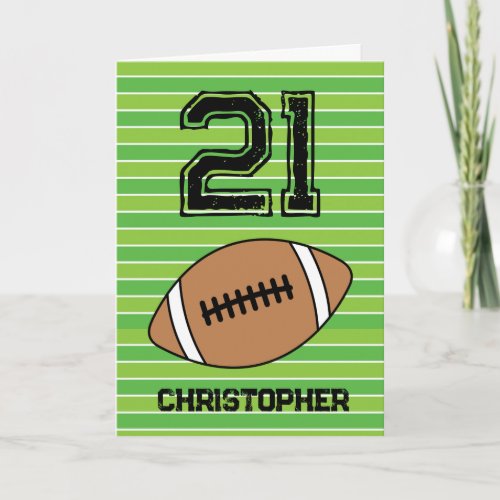 Green Football 21st Birthday Card