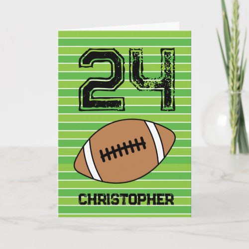 Green Football 24th Birthday Card