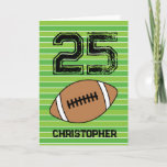 Green Football 25th Birthday Card<br><div class="desc">Personalized football 25th birthday card for son,  brother,  grandson,  etc. The front features a place for you to personalize with his name. A great football birthday card for football players and football fans.</div>