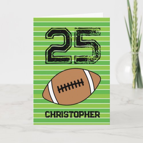 Green Football 25th Birthday Card