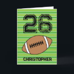Green Football 26th Birthday Card<br><div class="desc">Personalized football 26th birthday card for son,  boyfriend,  brother,  etc. The front features a place for you to personalize with his name. A great football birthday card for football players and football fans.</div>