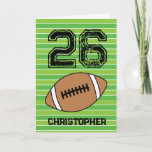 Green Football 26th Birthday Card<br><div class="desc">Personalized football 26th birthday card for son,  boyfriend,  brother,  etc. The front features a place for you to personalize with his name. A great football birthday card for football players and football fans.</div>