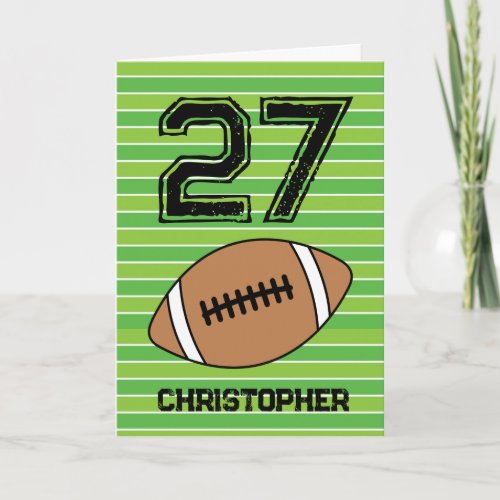 Green Football 27th Birthday Card