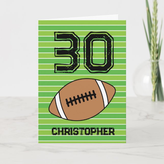 Green Football 30th Birthday Card (Front)
