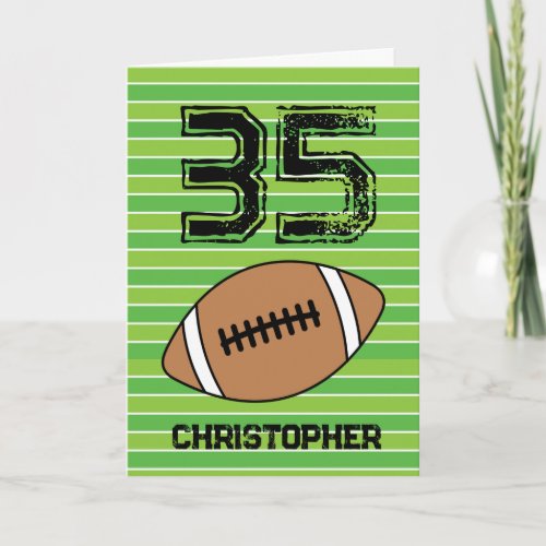 Green Football 35th Birthday Card