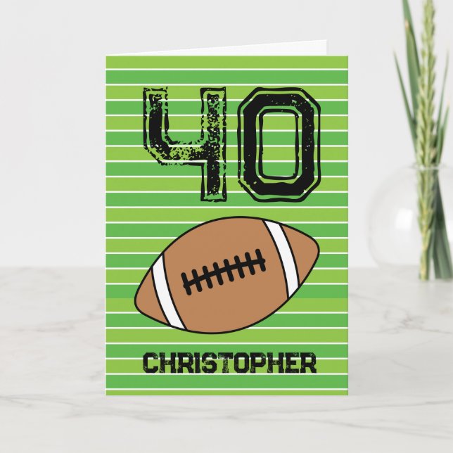 Green Football 40th Birthday Card (Front)
