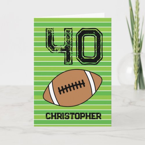 Green Football 40th Birthday Card