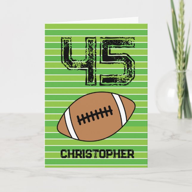 Green Football 45th Birthday Card (Front)