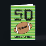 Green Football 50th Birthday Card<br><div class="desc">Personalized football 50th birthday card for him. The front features a place for you to personalize with his name. A great football birthday card for football players and football fans.</div>