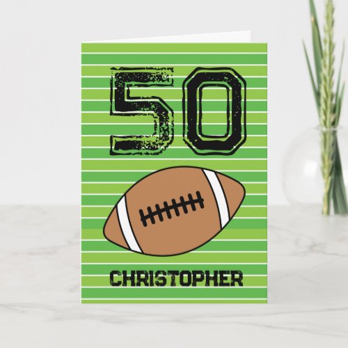 Green Football 50th Birthday Card