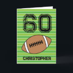 Green Football 60th Birthday Card<br><div class="desc">Personalized football 60th birthday card for him. The front features a place for you to personalize with his name. A unique football birthday card for his sixtieth.</div>