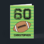 Green Football 60th Birthday Card<br><div class="desc">Personalized football 60th birthday card for him. The front features a place for you to personalize with his name. A unique football birthday card for his sixtieth.</div>