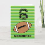 Green Football 6th Birthday Card<br><div class="desc">Personalized football 6th birthday card for son,  grandson,  nephew,  etc. The front features a place for you to personalize with his name. A great football birthday card for football players and football fans.</div>