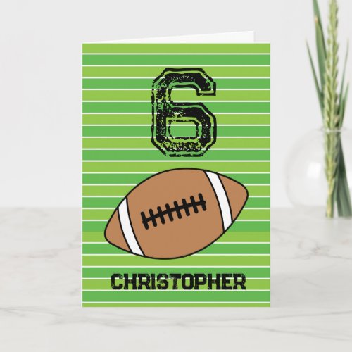 Green Football 6th Birthday Card