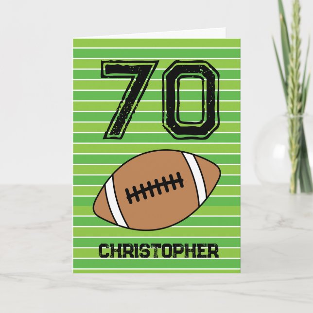 Green Football 70th Birthday Card (Front)