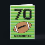 Green Football 70th Birthday Card<br><div class="desc">Personalized football 70th birthday card for him. The front features a place for you to personalize with his name. A unique football birthday card for his seventieth.</div>