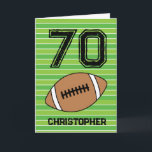 Green Football 70th Birthday Card<br><div class="desc">Personalized football 70th birthday card for him. The front features a place for you to personalize with his name. A unique football birthday card for his seventieth.</div>