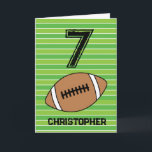 Green Football 7th Birthday Card<br><div class="desc">Personalized football 7th birthday card for son,  grandson,  nephew,  etc. The front features a place for you to personalize with his name. A great football birthday card for football players and football fans.</div>