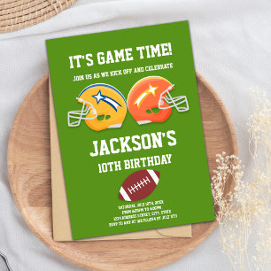 Green Football Birthday Invitation