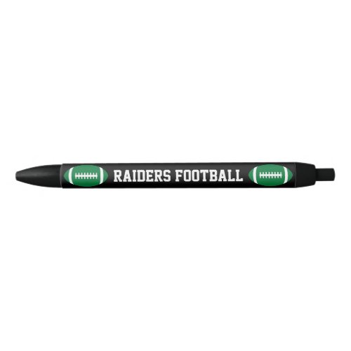 Green Football Custom Team Name or Text Coachs Black Ink Pen