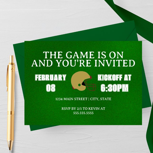 Green Football Game Night Invitation (Creator Uploaded)