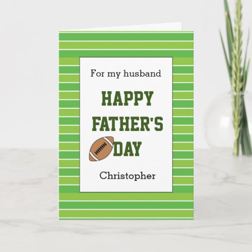 Green Football Happy Fathers Day Card