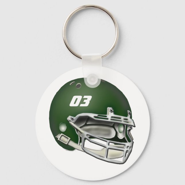 Green Football Helmet Keychain (Front)