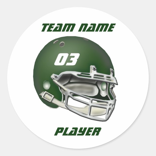Green Football Helmet Sticker (Front)