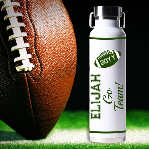 Green Football Name  Go Team Sports Water Bottle