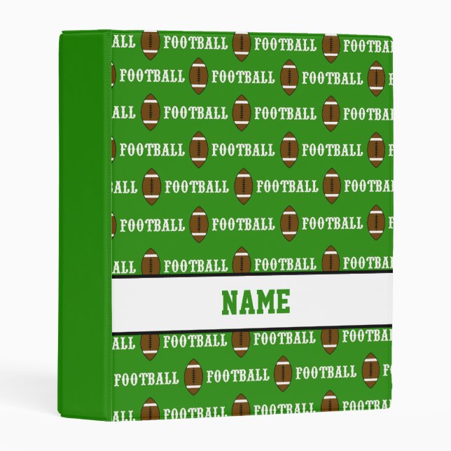 Green Football Personalized Sports Mini Binder (Front/Spine)