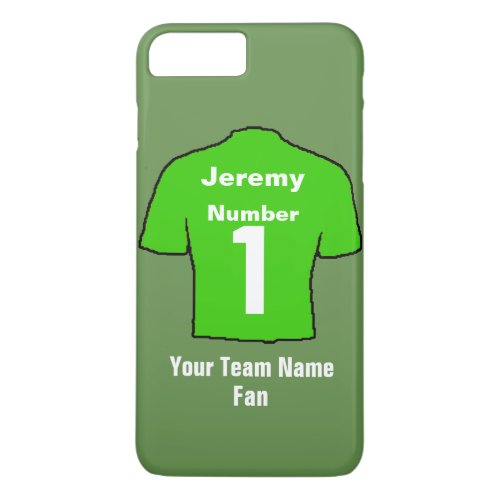 Green Football Shirt Customise name  team iPhone 8 Plus7 Plus Case