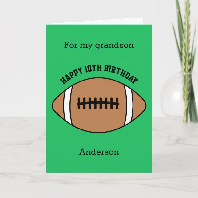 Green Football Sport 10th Birthday Card (Front)